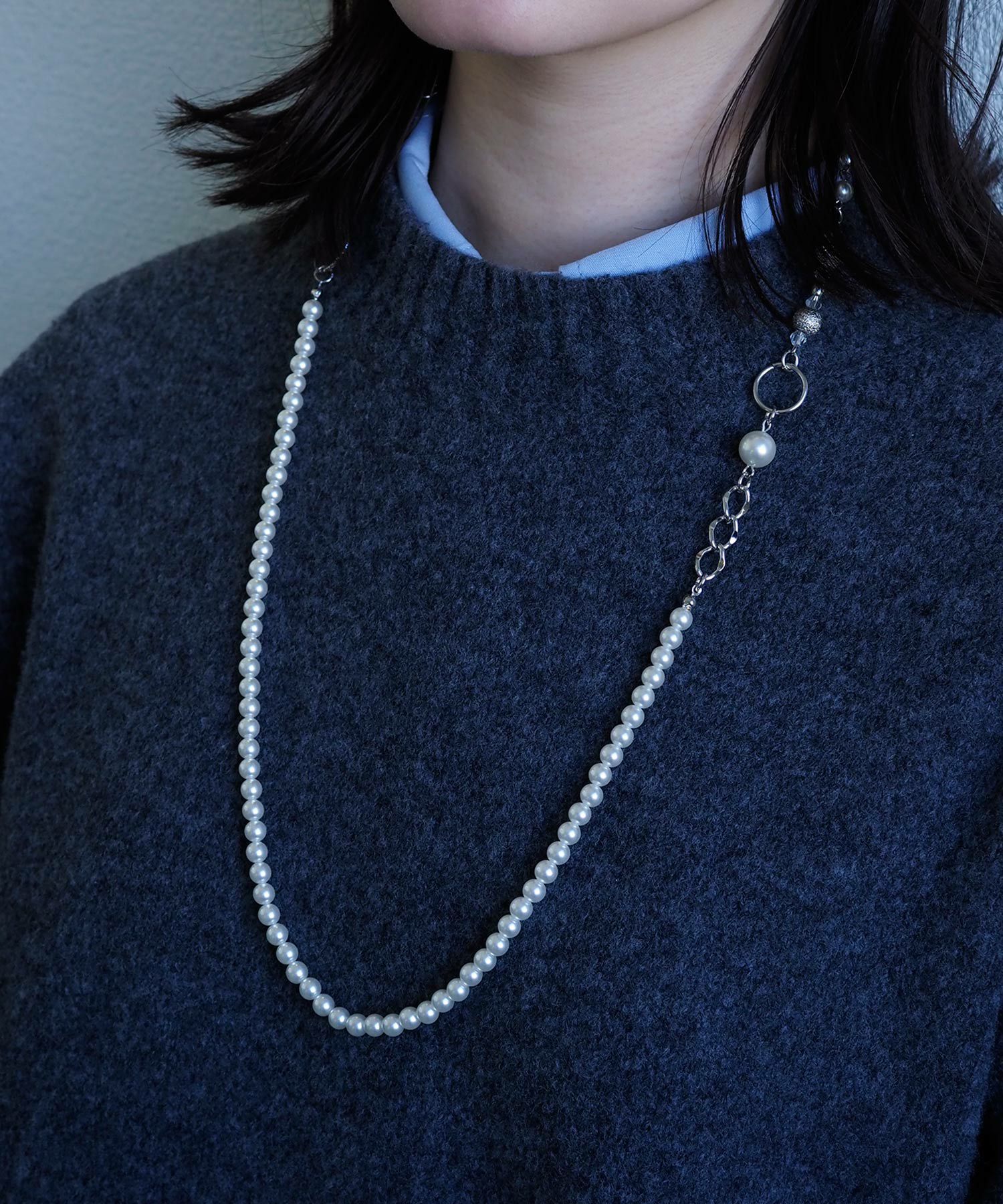 パールミックスロングネックレス