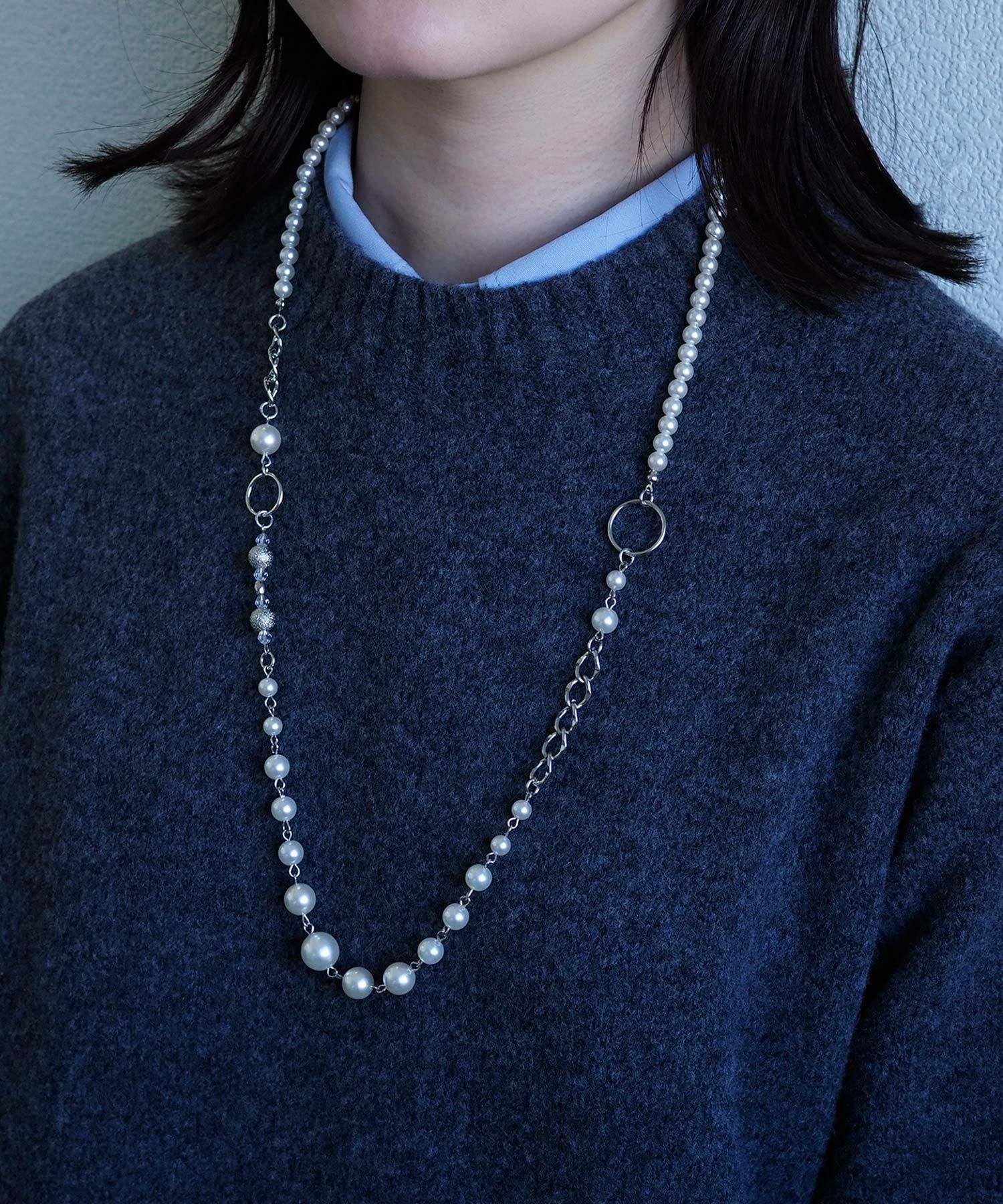 パールミックスロングネックレス