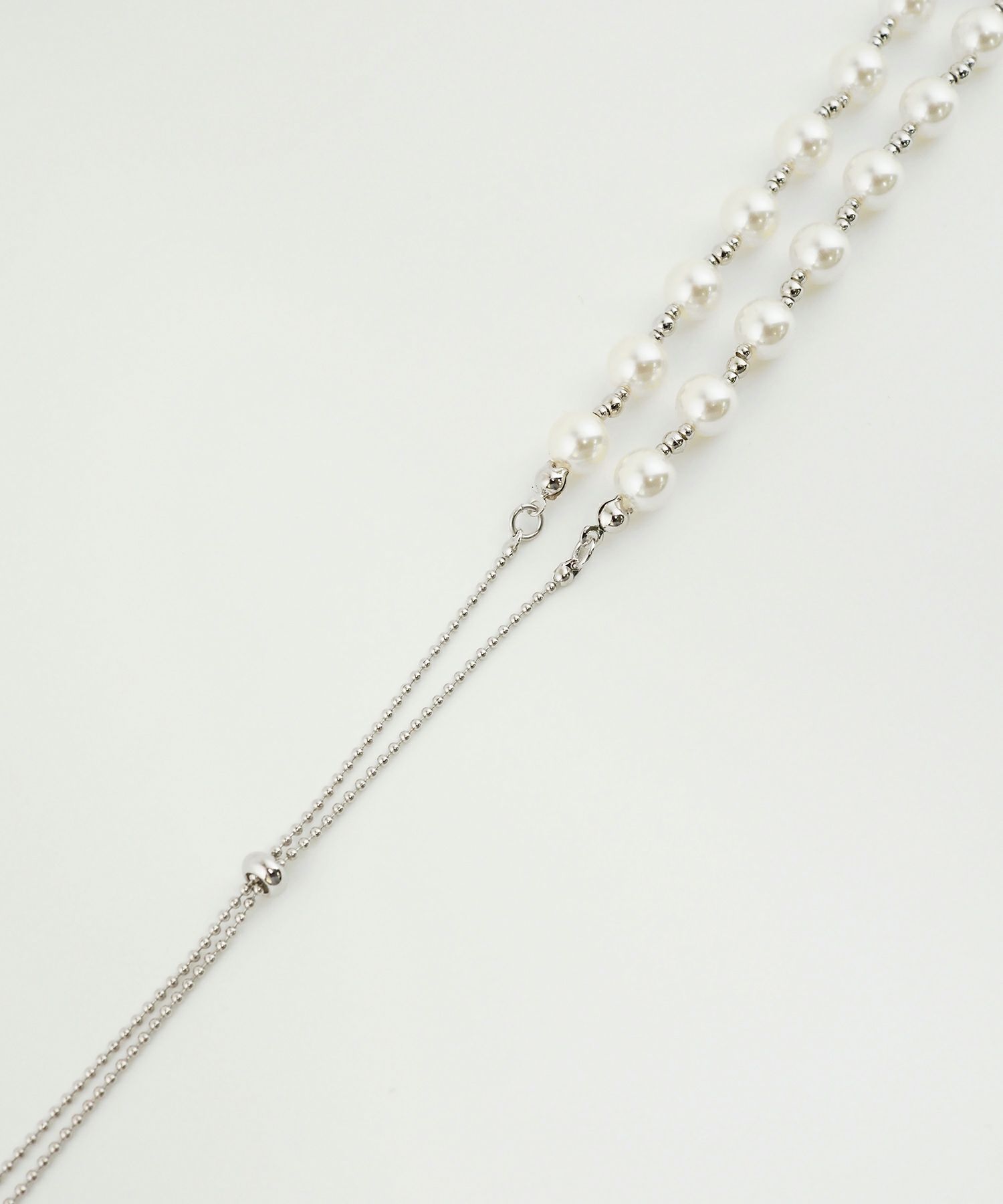 パールメタルボールロングネックレス