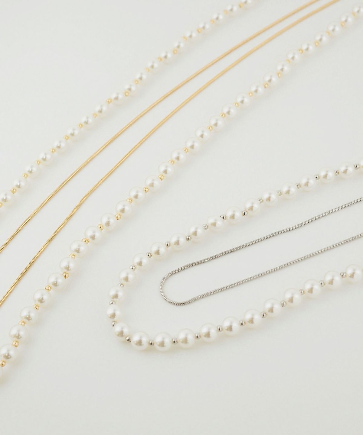 パール ロングチェーン ヘアアクセサリー ネックレス ーsilver pearl ロングボールチェーンネックレスー サージカル