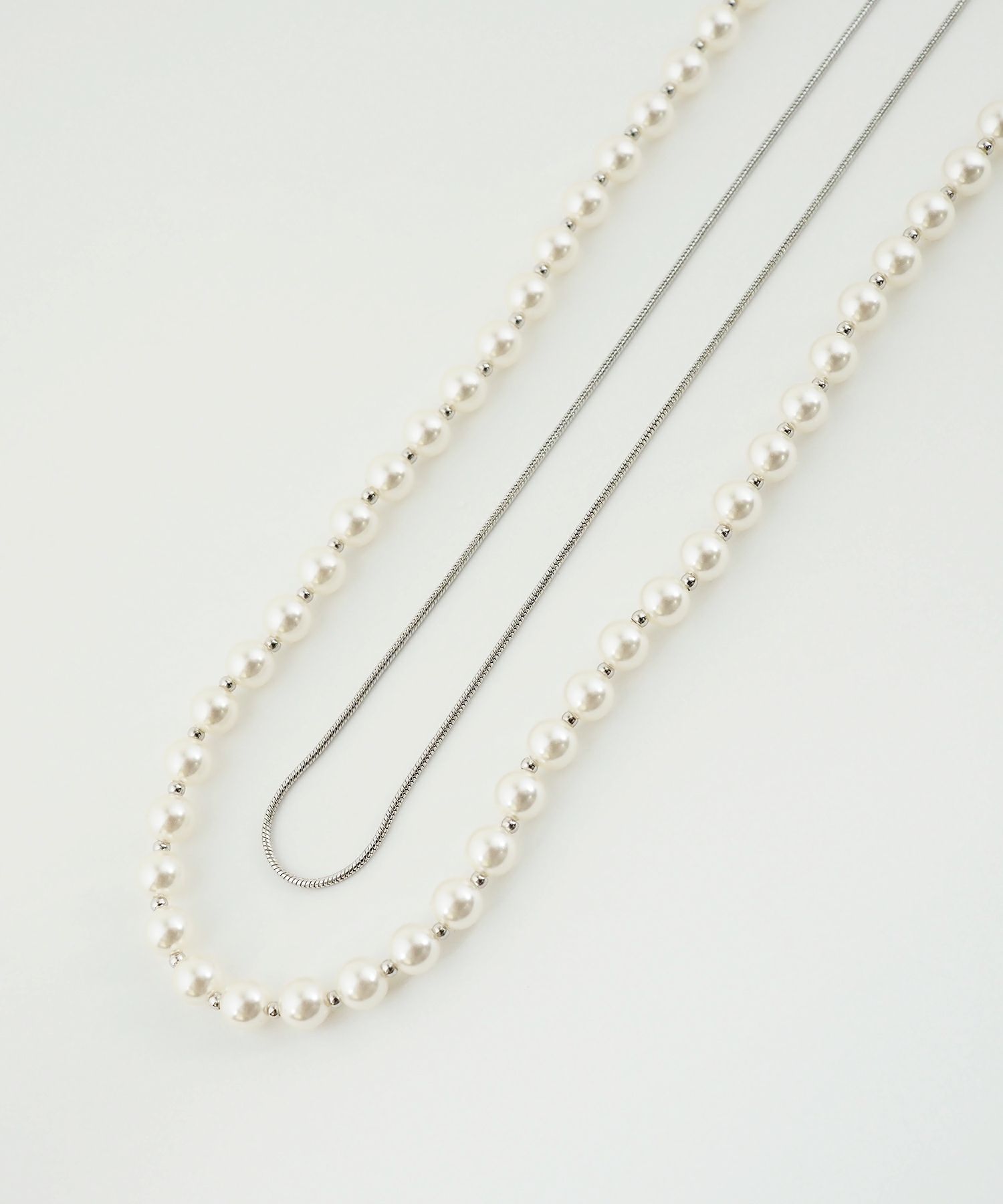 2wayパールチェーン2連ロングネックレス