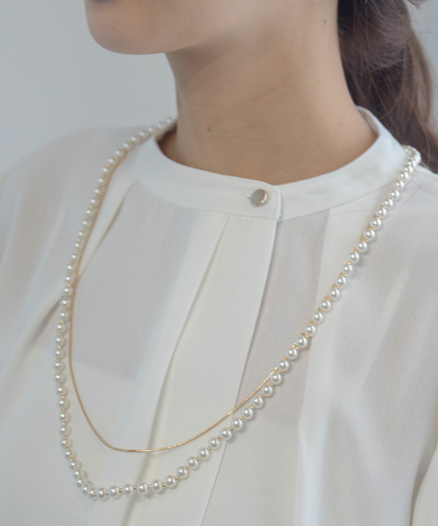 2wayパールチェーン2連ロングネックレス