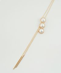 3連パールチャームロングネックレス