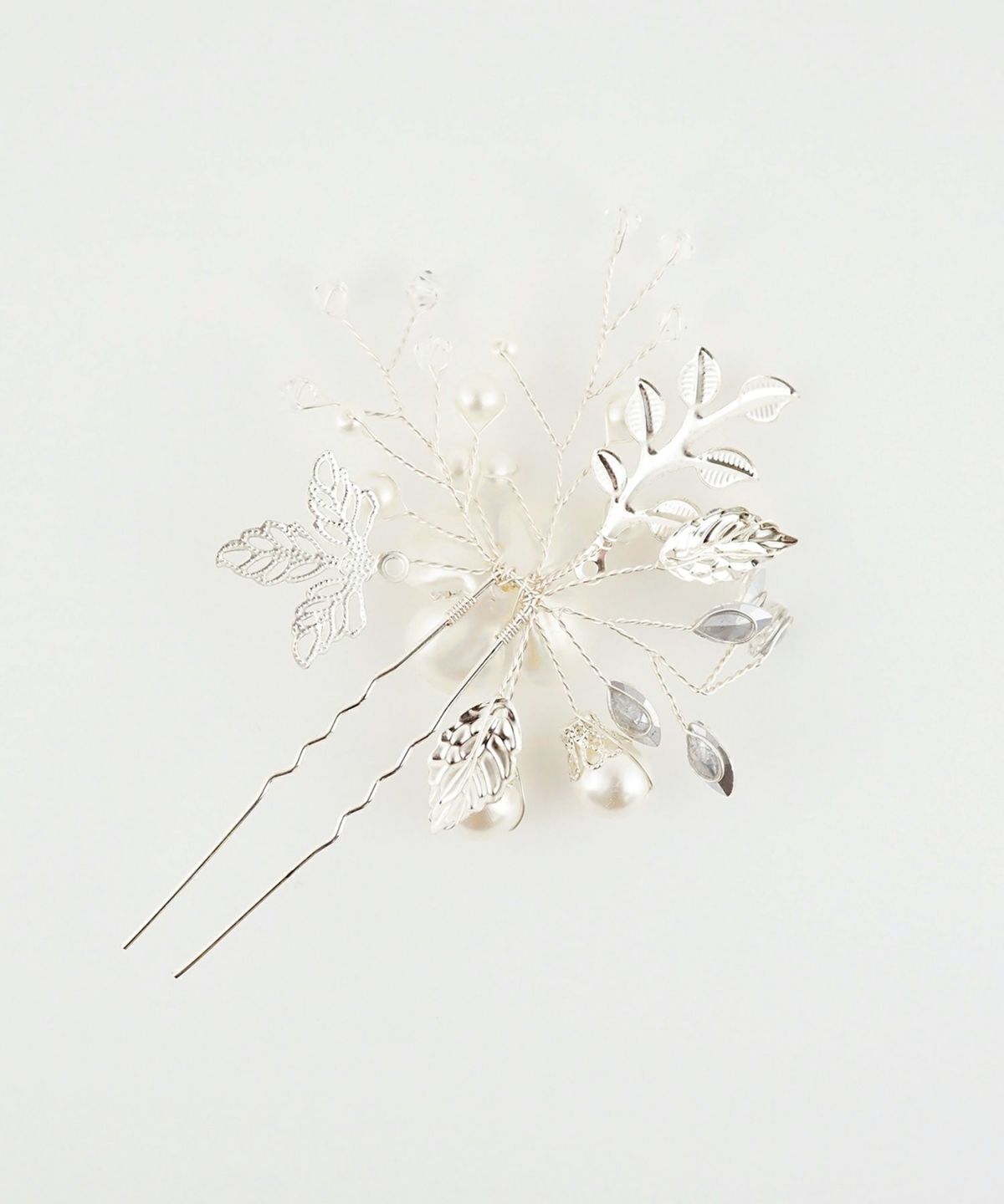 メタルリーフパールフラワーUピン