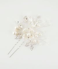 メタルリーフパールフラワーUピン