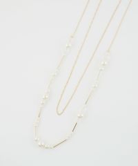 ランダムパールチェーン2連ロングネックレス