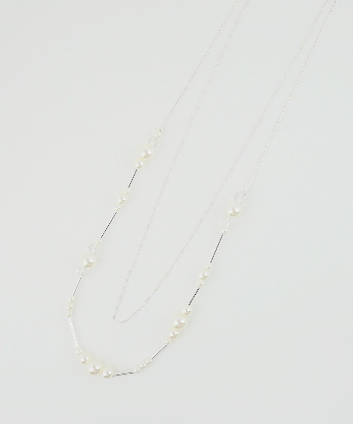 ランダムパールチェーン2連ロングネックレス