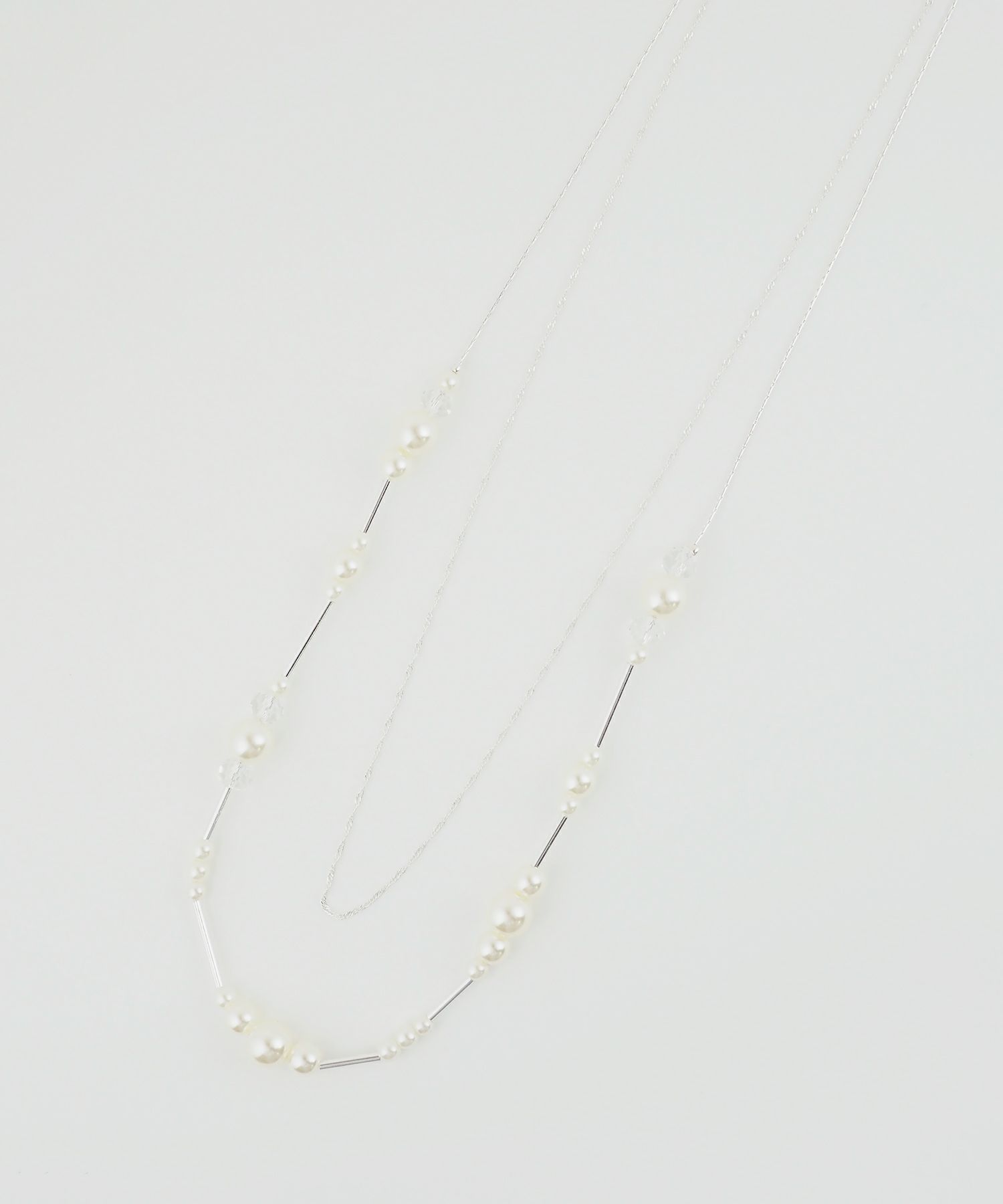 ランダムパールチェーン2連ロングネックレス