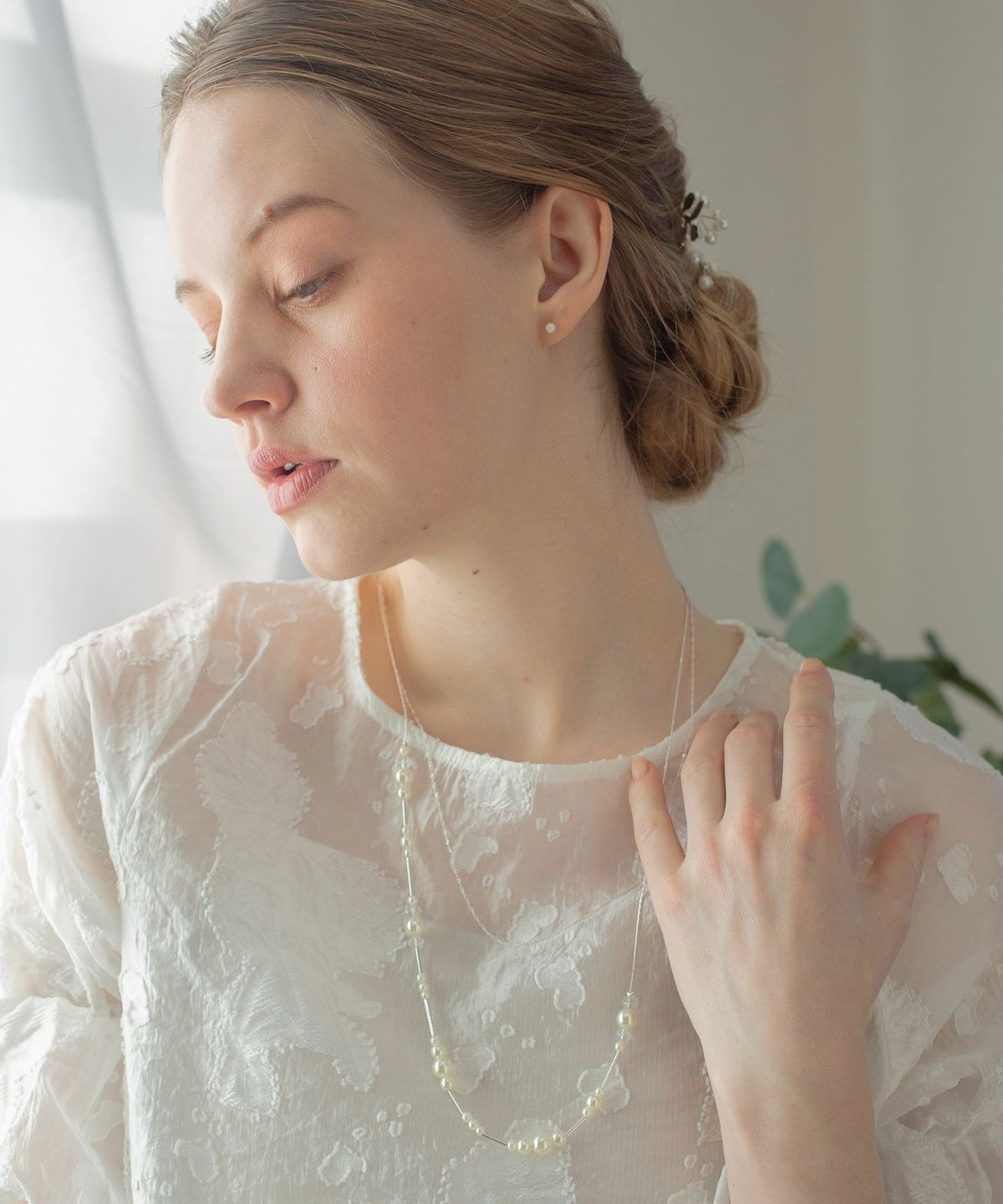 ランダムパールチェーン2連ロングネックレス