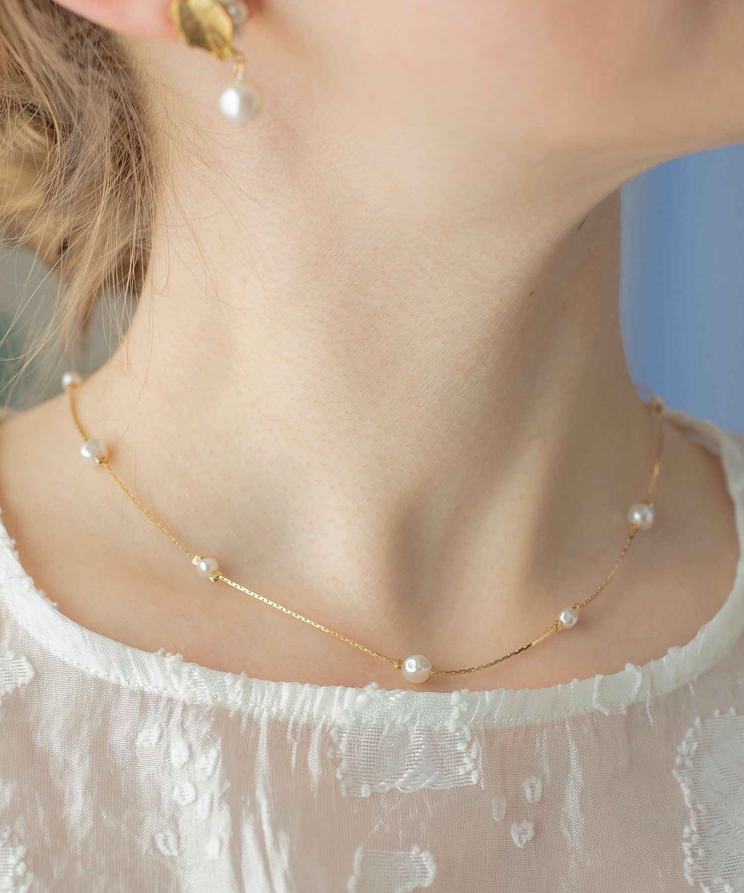 ランダムパールチェーンネックレス