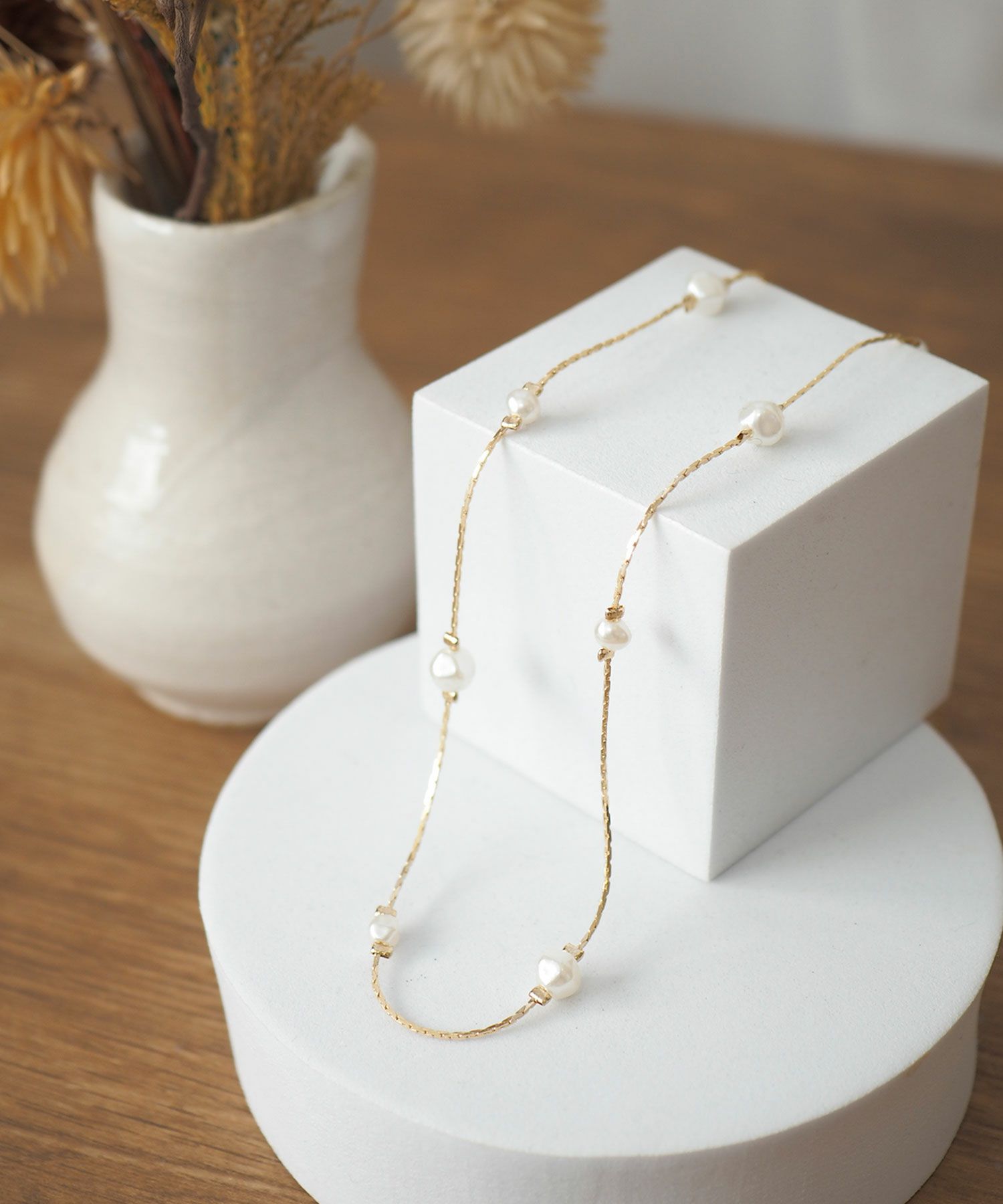 ランダムパールチェーンネックレス