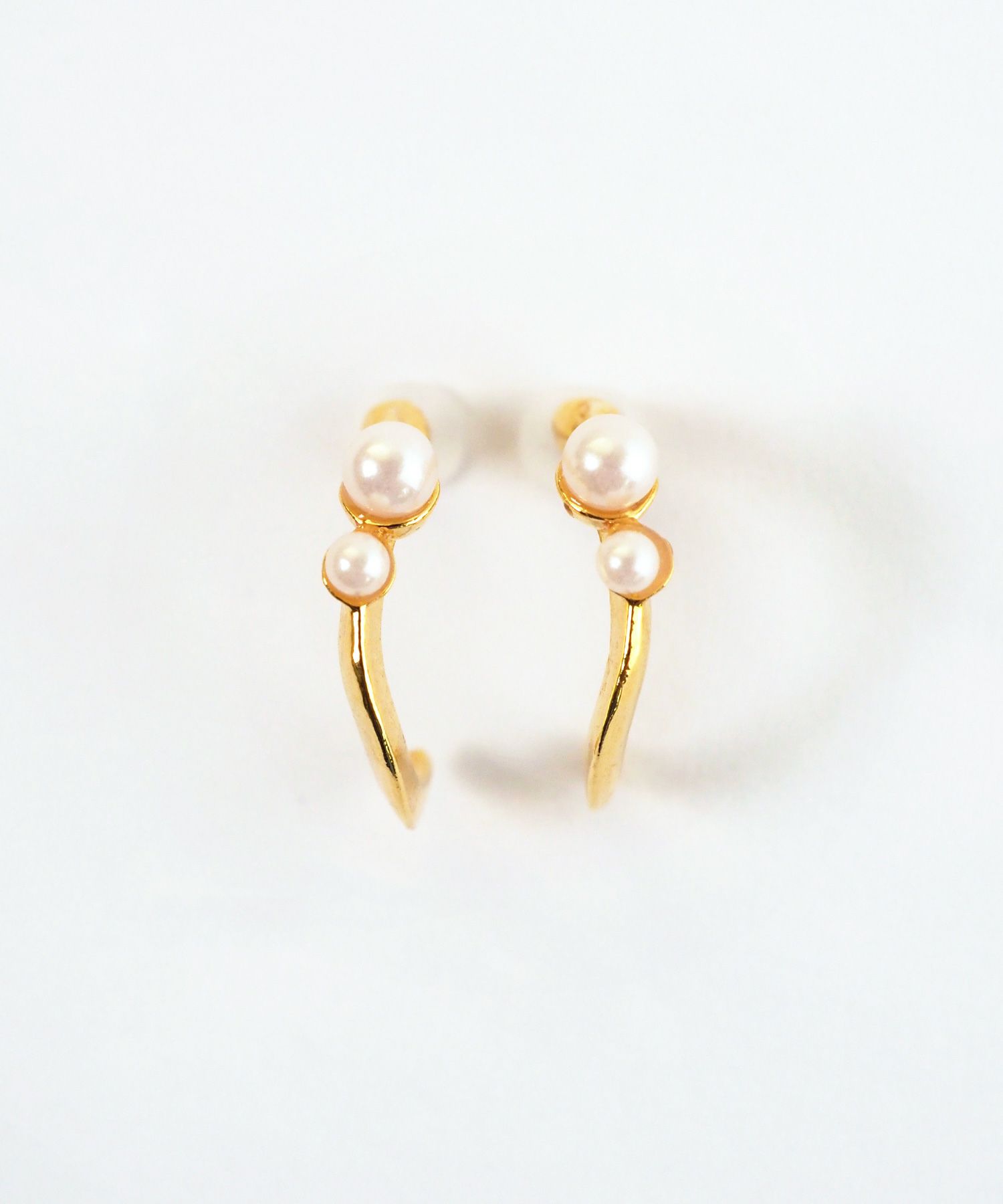 スリムラインダブルパールK18ポストピアス