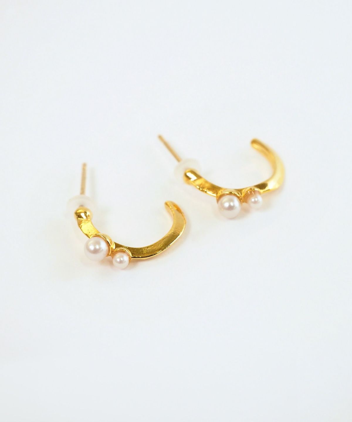 スリムラインダブルパールK18ポストピアス