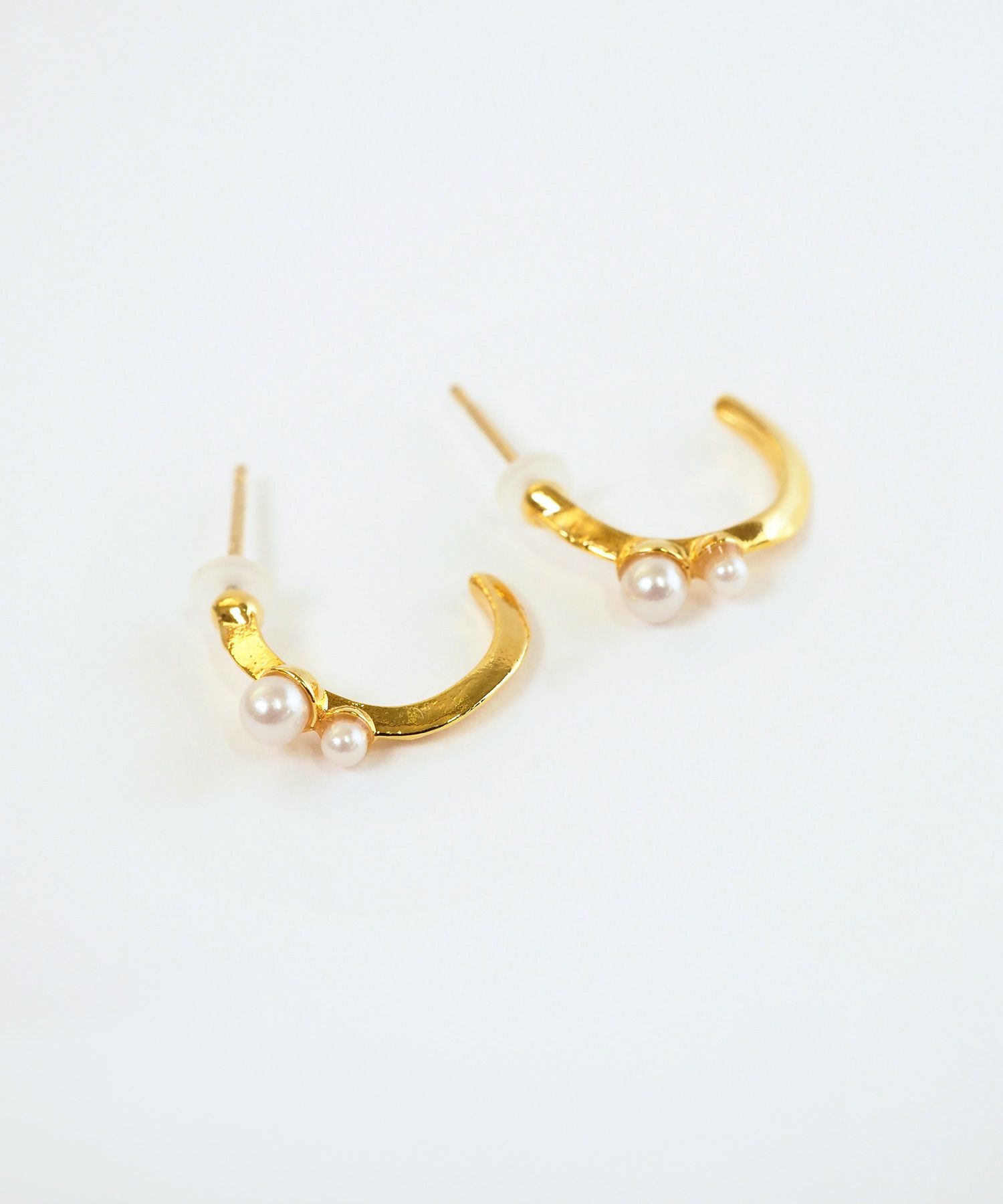 スリムラインダブルパールK18ポストピアス