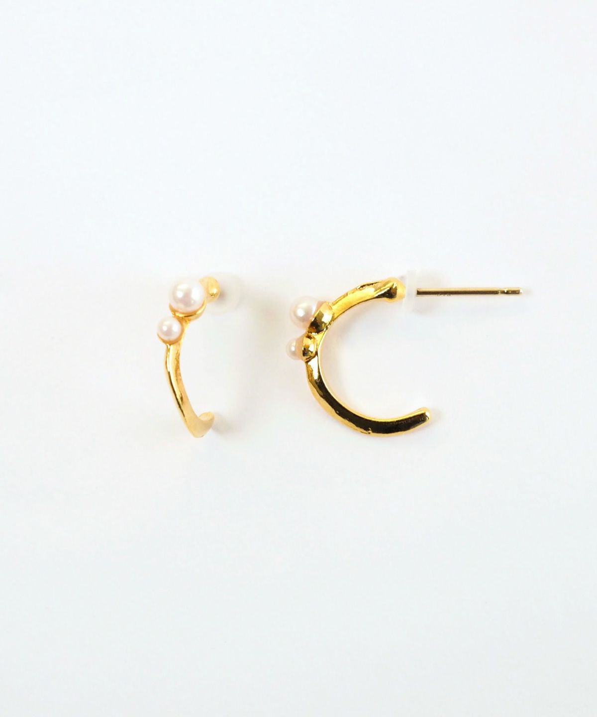 スリムラインダブルパールK18ポストピアス