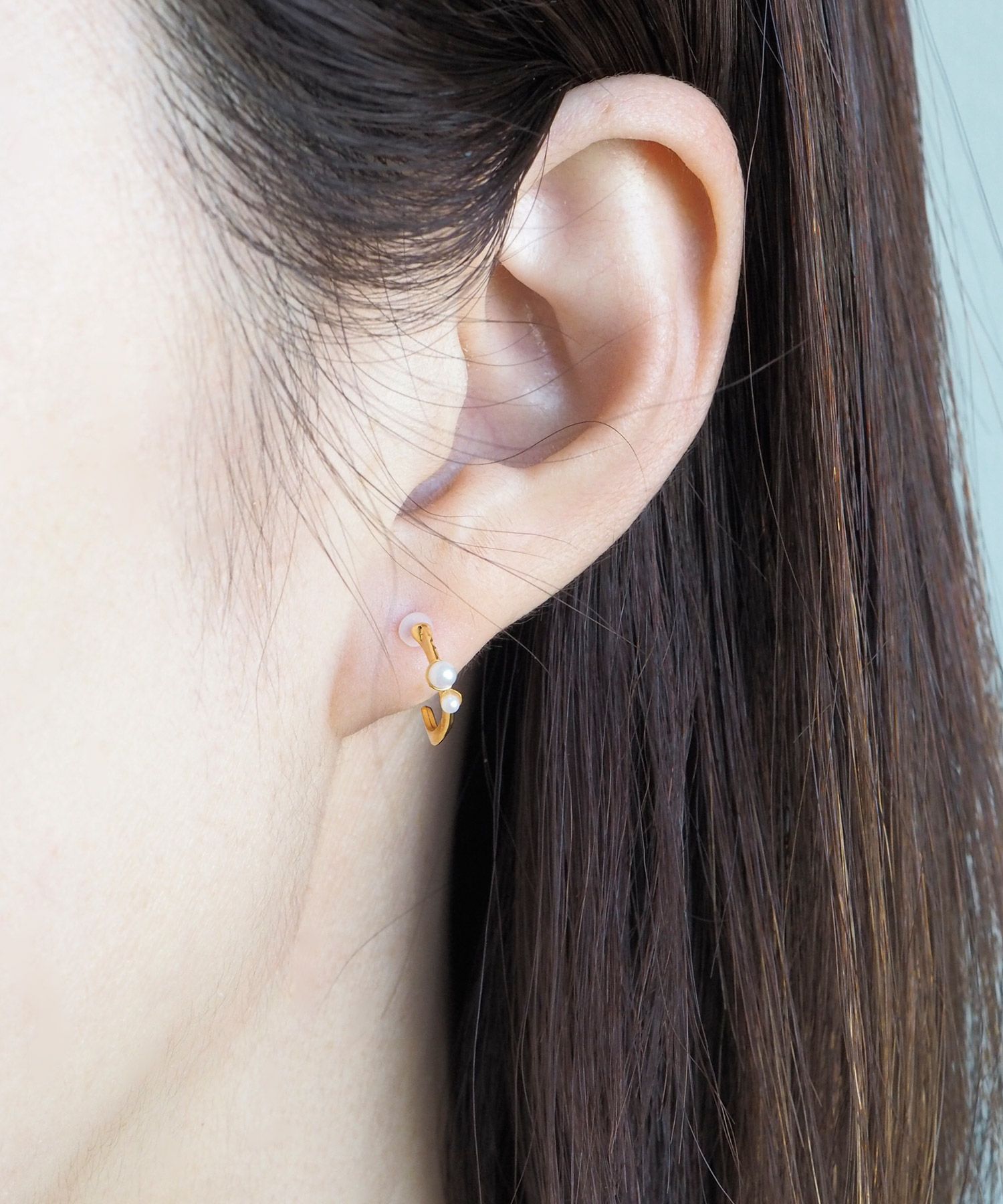 スリムラインダブルパールK18ポストピアス