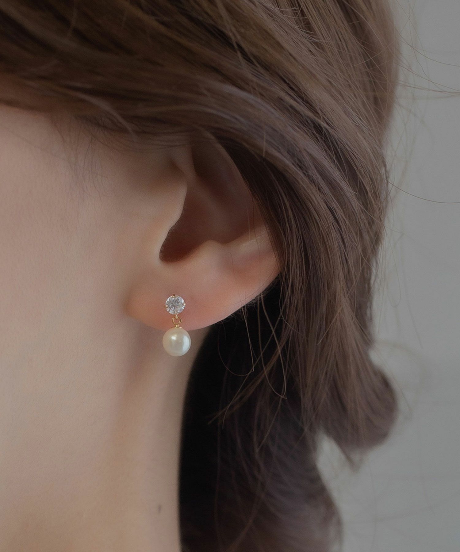 キュービック&パールK18ポストピアス