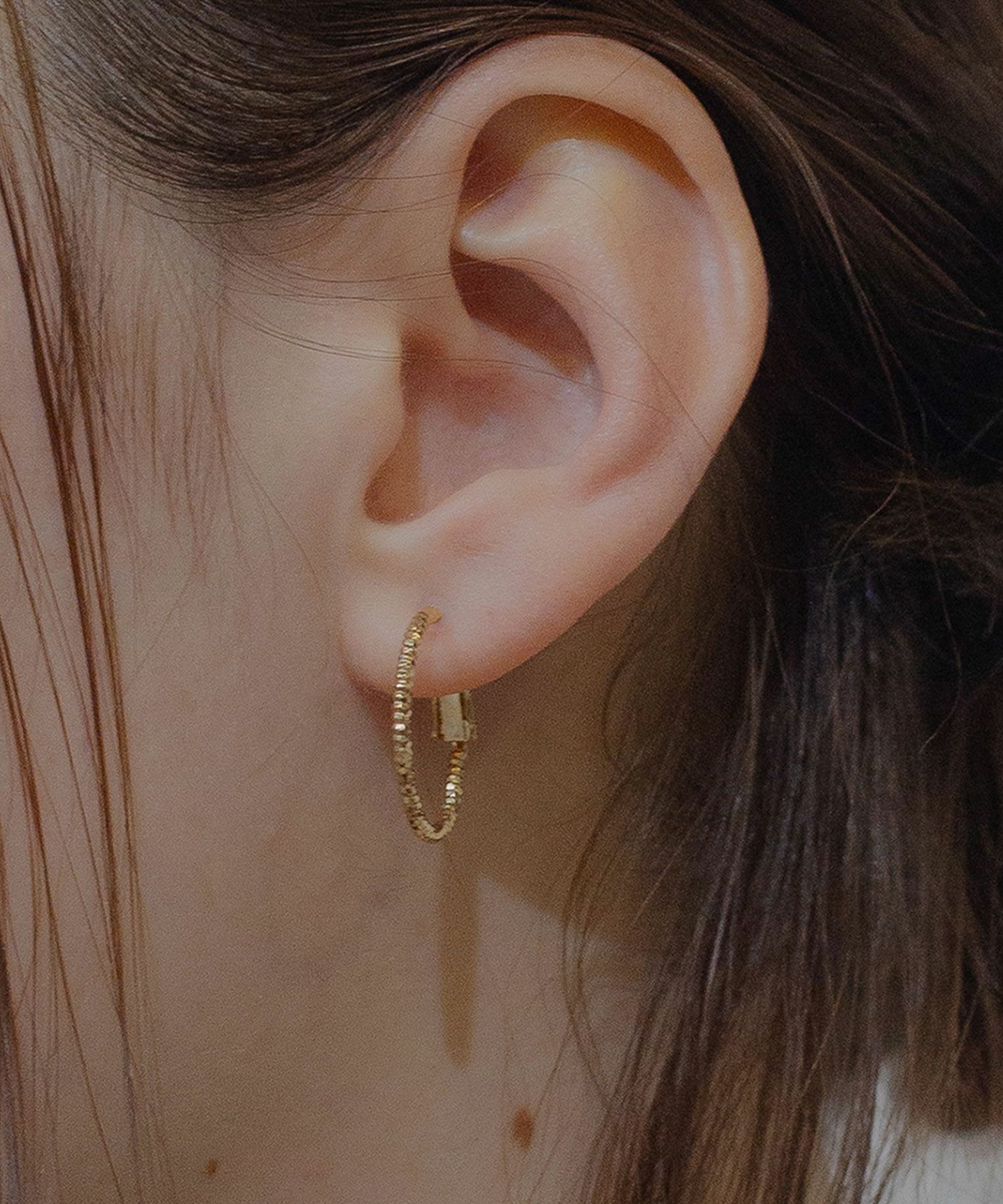 スリムパターン20mmフープK18ポストピアス