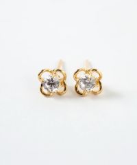 フラワーキュービックK18ポストピアス