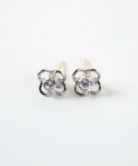 フラワーキュービックK18ポストピアス