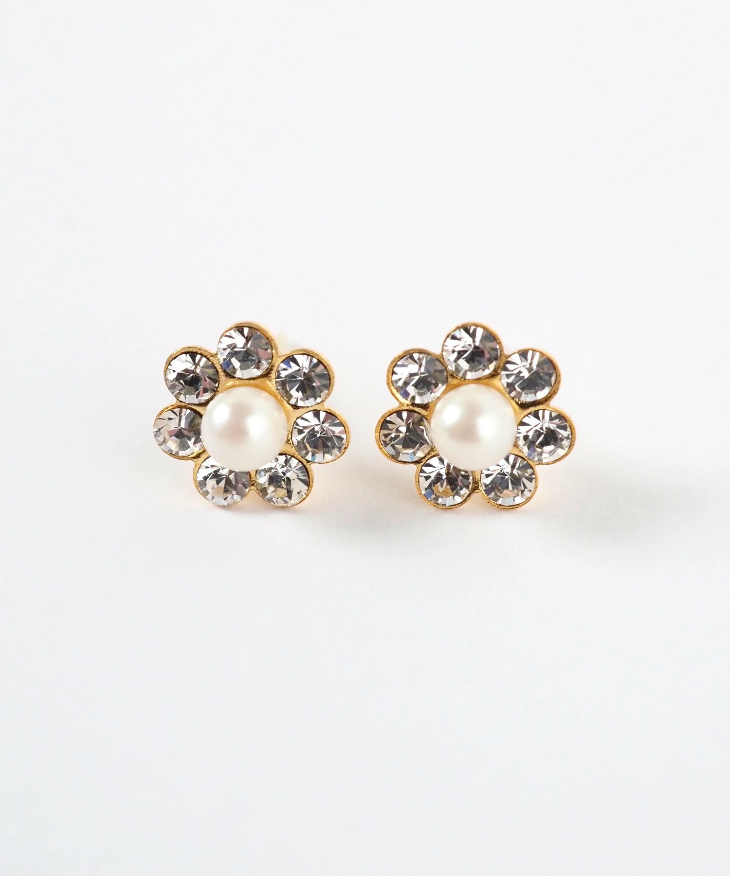 フラワークリスタルK18ポストピアス