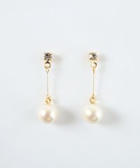 パールデザイン ピアス(両耳用)K18 CLICK HOOP PEARL PIERCED EARRINGS(両耳用)(2ZP1645-P)K18