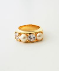 キュービックジルコニア×シェルパールリング