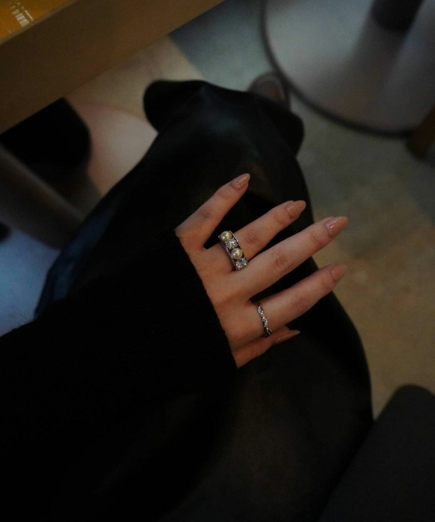 キュービックジルコニア×シェルパールリング