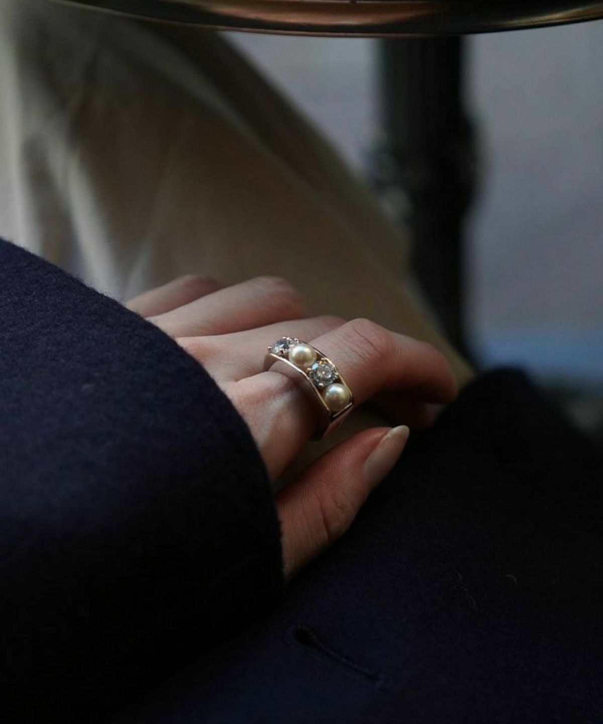 キュービックジルコニア×シェルパールリング