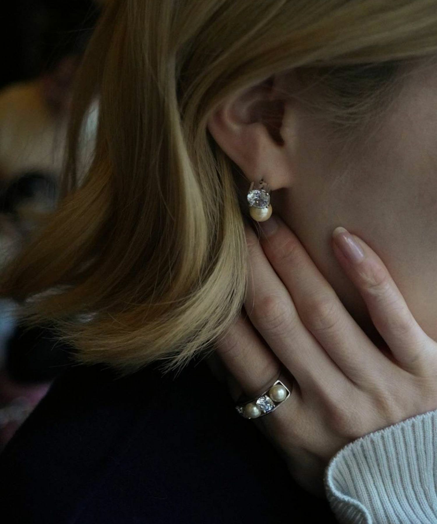 キュービックジルコニア×シェルパールリング