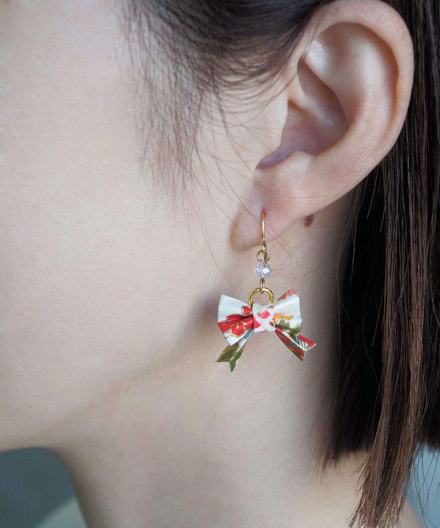 友禅和紙リボンピアス