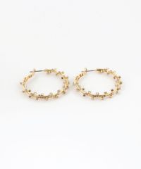 スパイラルストーンフープピアス