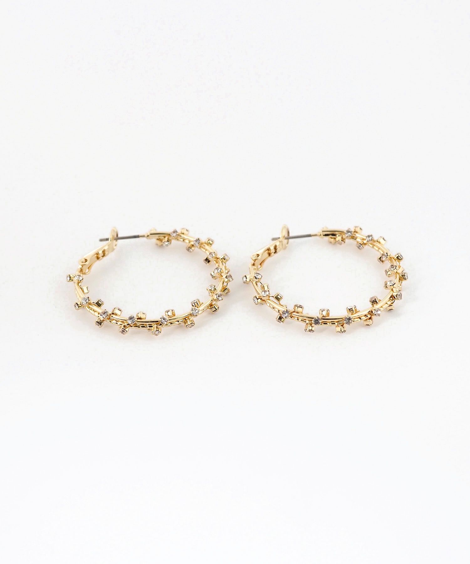 スパイラルストーンフープピアス