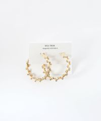 スパイラルストーンフープピアス