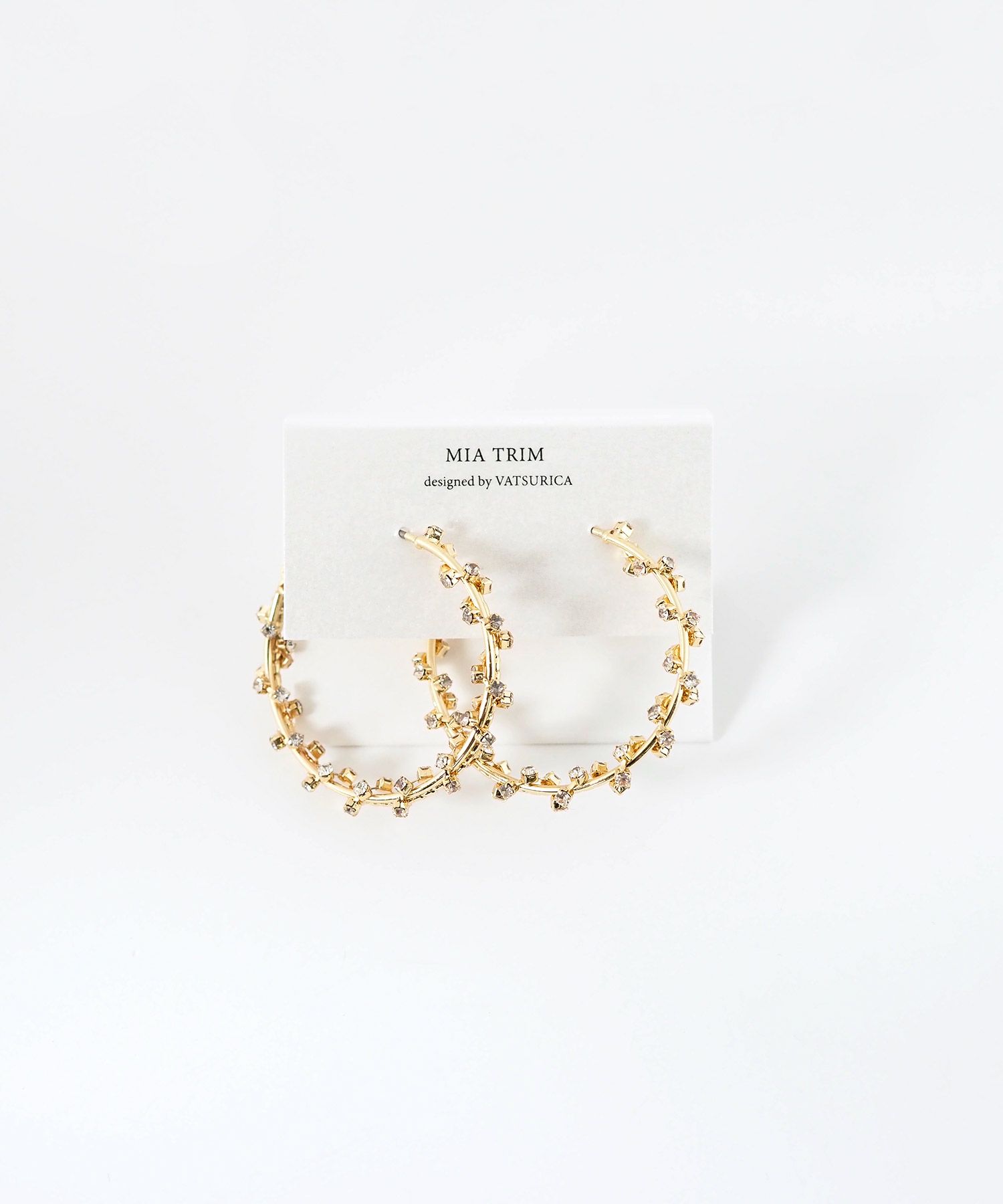 スパイラルストーンフープピアス