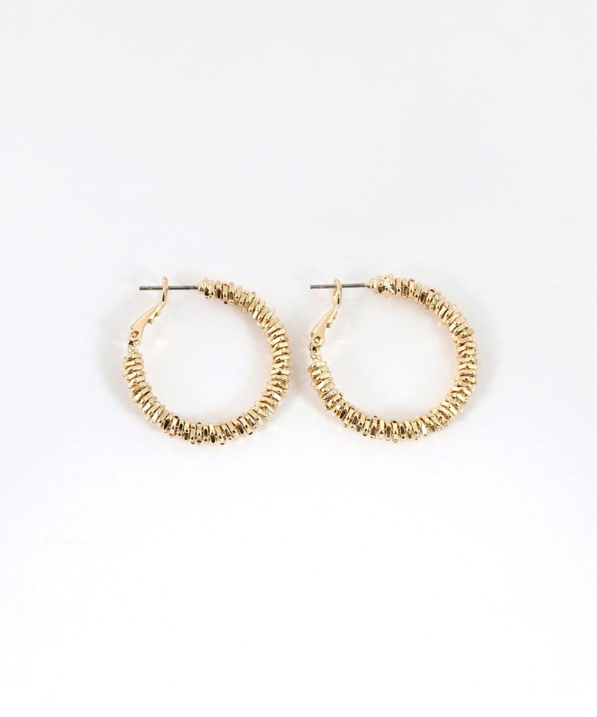 シャインメタルビーズフープピアス