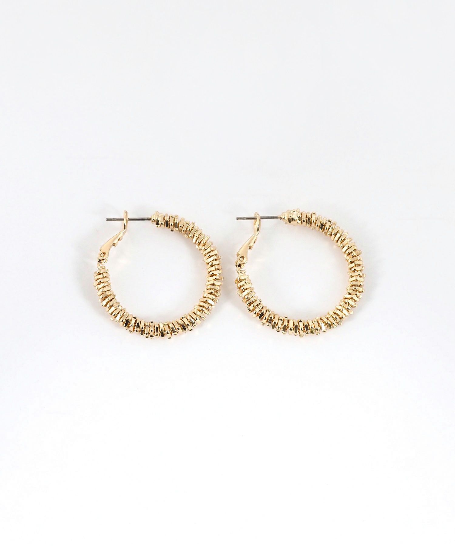 シャインメタルビーズフープピアス