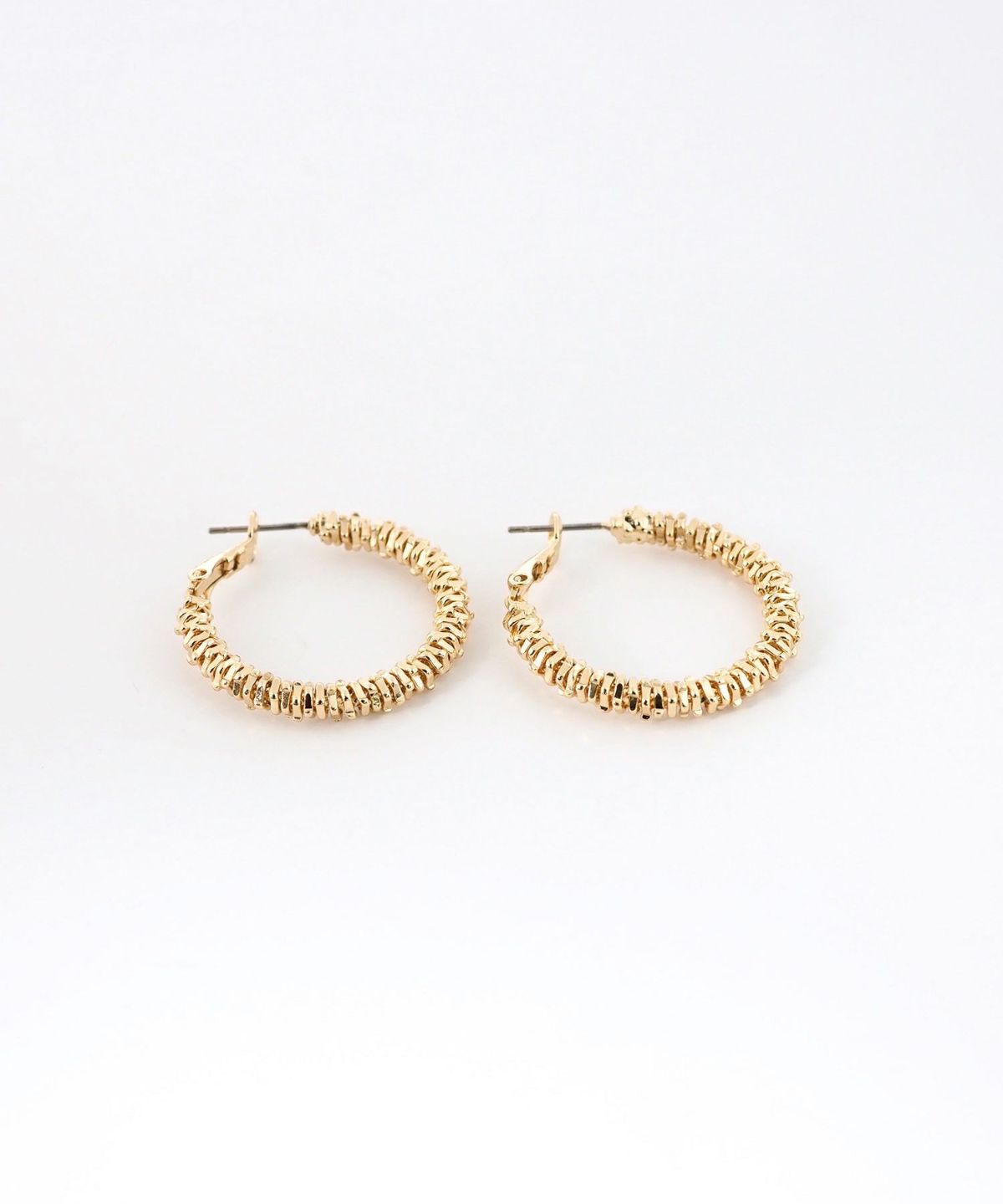 シャインメタルビーズフープピアス