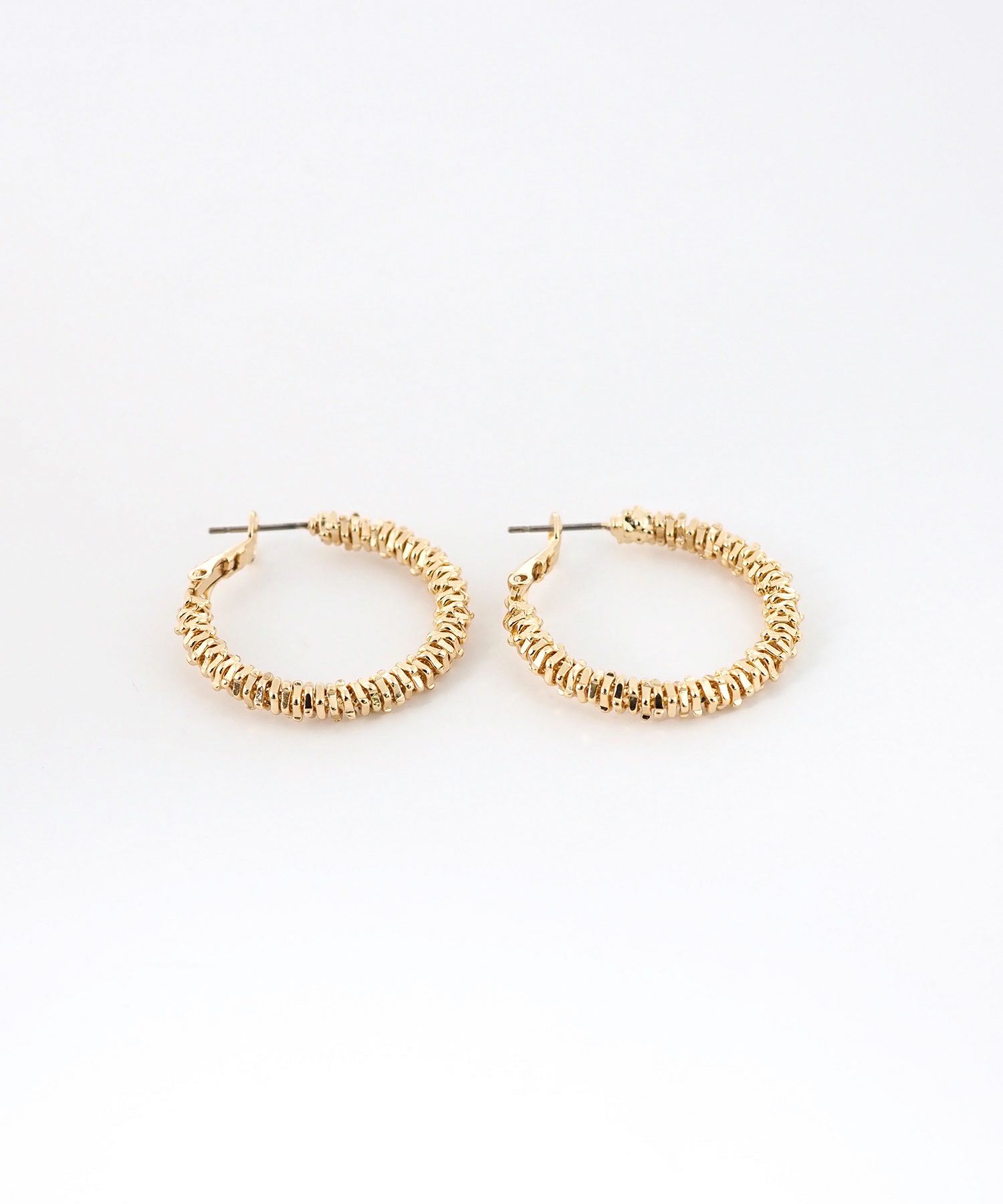 シャインメタルビーズフープピアス