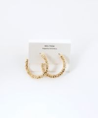 シャインメタルビーズフープピアス