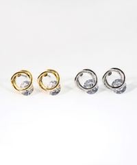 ダブルサークルキュービックチタンポストピアス