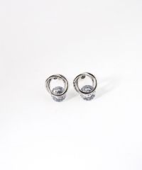 ダブルサークルキュービックチタンポストピアス