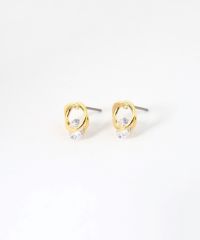 ダブルサークルキュービックチタンポストピアス