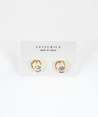 ダブルサークルキュービックチタンポストピアス