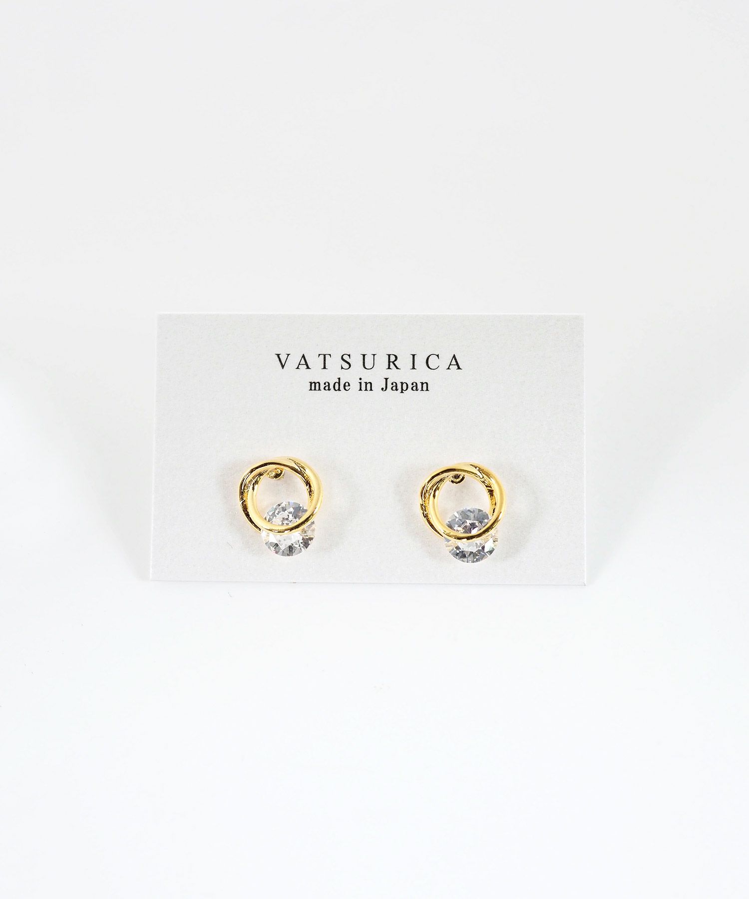 ダブルサークルキュービックチタンポストピアス