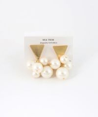 ヘアラインプレートパールクリップイヤリング