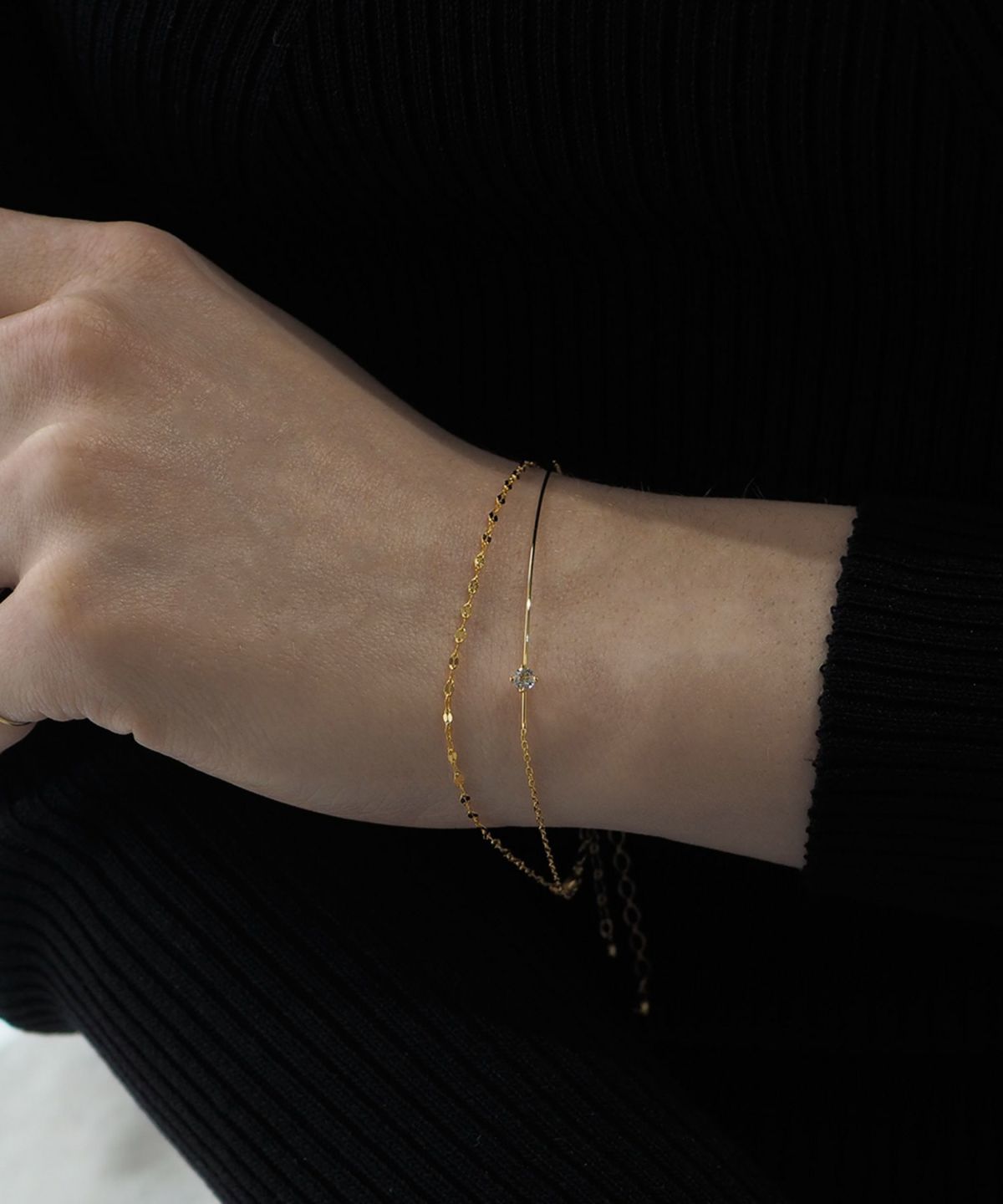 ポイントストーンチェーンセットブレスレット