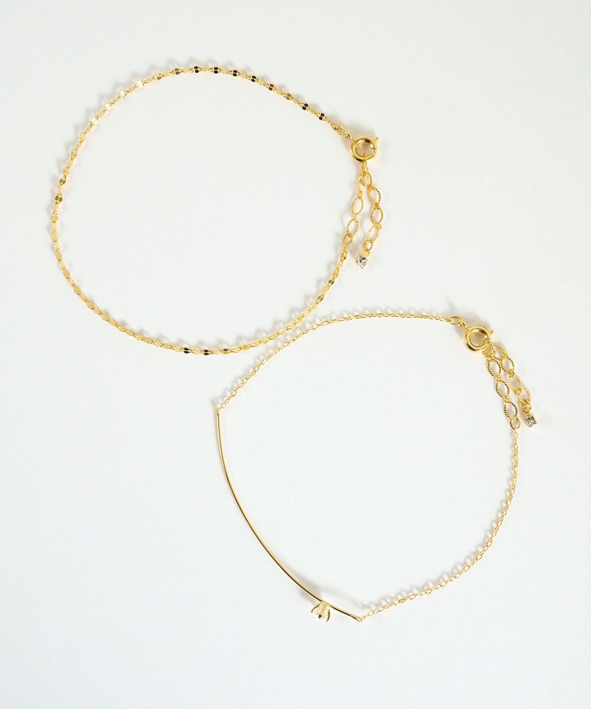 ポイントストーンチェーンセットブレスレット