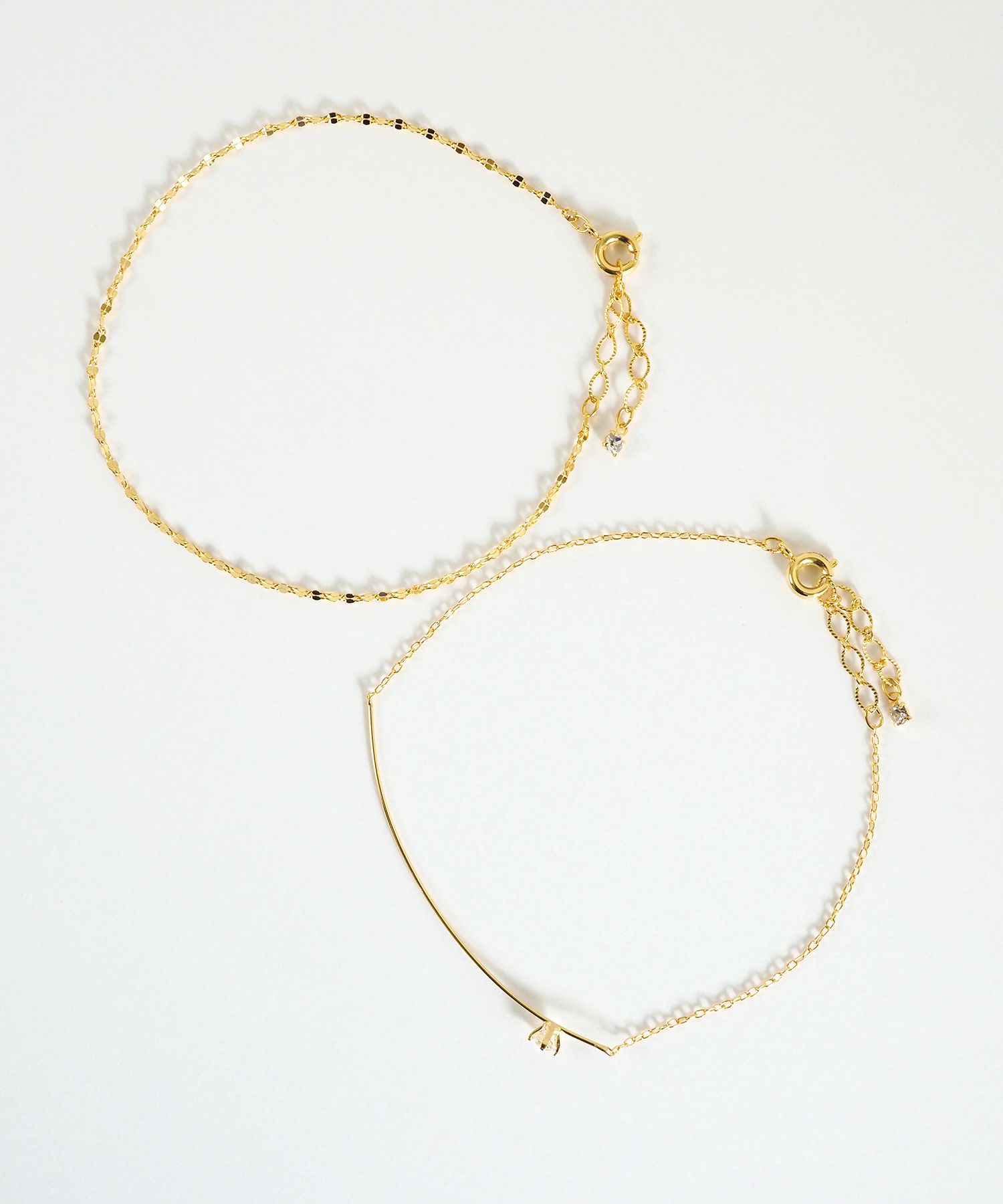 ポイントストーンチェーンセットブレスレット