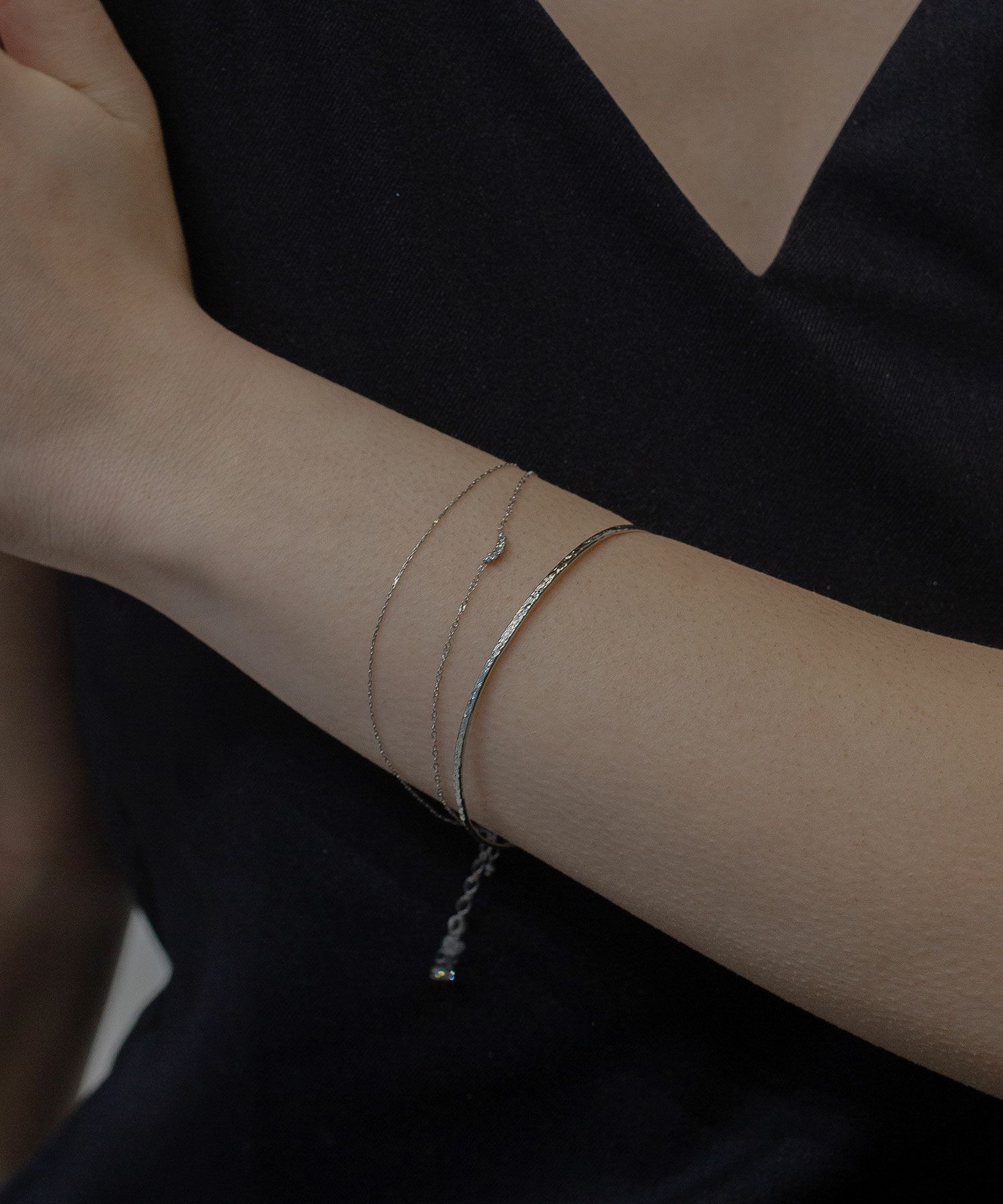 バングル&ポイントチェーンセットブレスレット